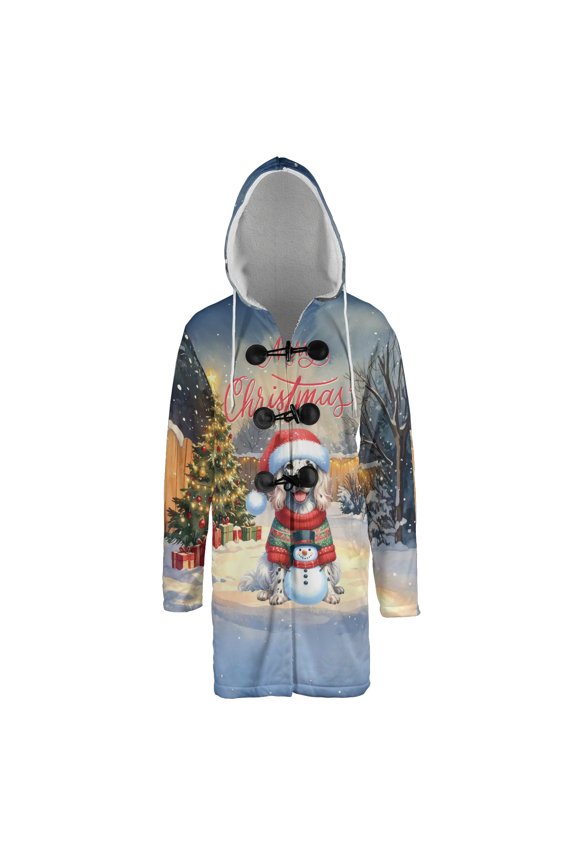 Merry Christmas Woofmas Xmas Noel English Setter Santa Snowman All Over Print 3D Hooded Duffle Toggle Coat Dog Lover - 13016