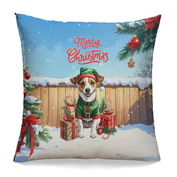 Merry Christmas Woofmas Xmas Noel Jack Russell Terrier Elf Candy Cane Snow Pillowcase Double Sided Parson Jack Dog Lover Pillow Case Covers - 13017