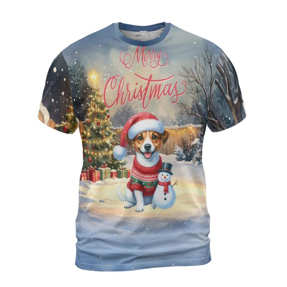 Merry Christmas Woofmas Xmas Noel Jack Russell Terrier Santa Snowman All Over Print 3D Shirt Unisex Merch Parson Jack Dog Lover - 13016
