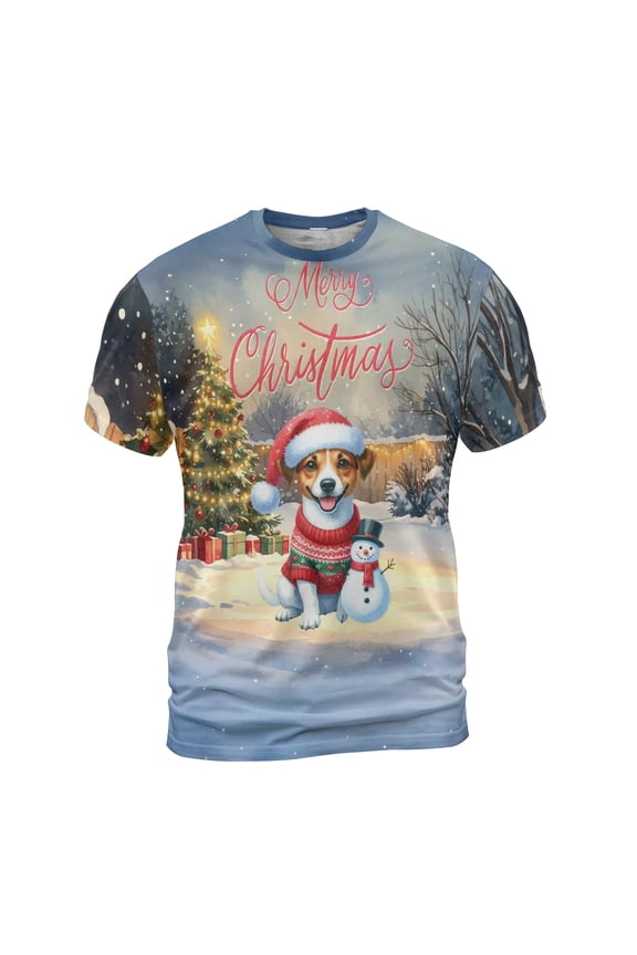 Merry Christmas Woofmas Xmas Noel Jack Russell Terrier Santa Snowman All Over Print 3D Shirt Unisex Merch Parson Jack Dog Lover - 13016