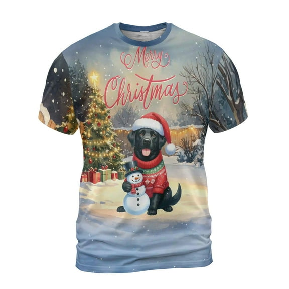 Merry Christmas Woofmas Xmas Noel Labrador Retriever Santa Snowman All Over Print 3D Shirt Unisex Merch Lab Dog Lover Gifts - 13016