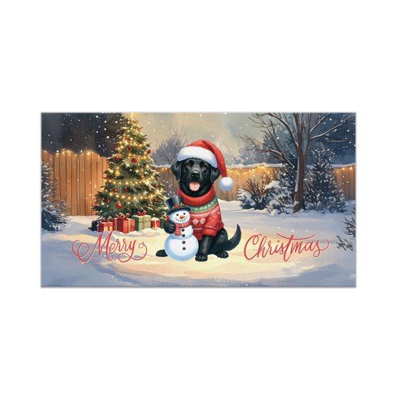 Merry Christmas Woofmas Xmas Noel Labrador Retriever Santa Snowman Doormat Lab Dog Lover Gifts Indoor Outdoor Welcome Mat - 13016