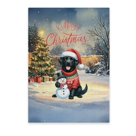 Merry Christmas Woofmas Xmas Noel Labrador Retriever Santa Snowman Vertical Matte Canvas Poster Lab Dog Lover Gifts Wall Art Home Decor - 13016
