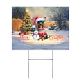 thumbnail image 1 of Merry Christmas Woofmas Xmas Noel Miniature Pinscher Santa Snowman Yard Sign Mini Pin Dog Lover Outdoor Home Lawn Garden Porch Decor - 13016, 1 of 5