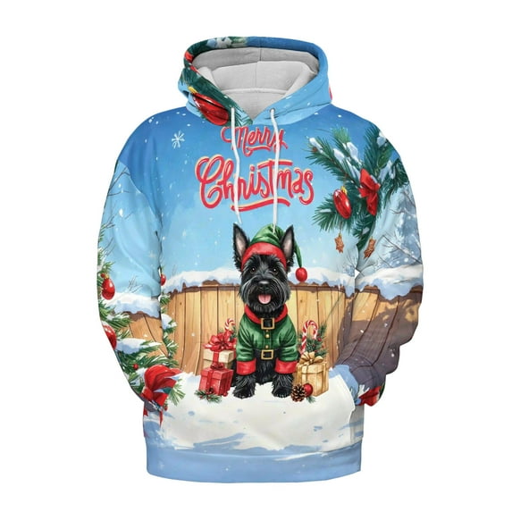 Merry Christmas Woofmas Xmas Noel Scottish Terrier Elf Candy Cane Snow All Over Print 3D Hoodie Unisex Merch Hoodies Scottie Dog Lover Gifts - 13017