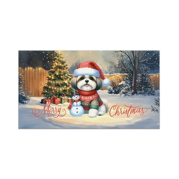 Merry Christmas Woofmas Xmas Noel Shih Tzu Santa Snowman Doormat Lion Dog Lover Gifts Indoor Outdoor Welcome Mat - 13016