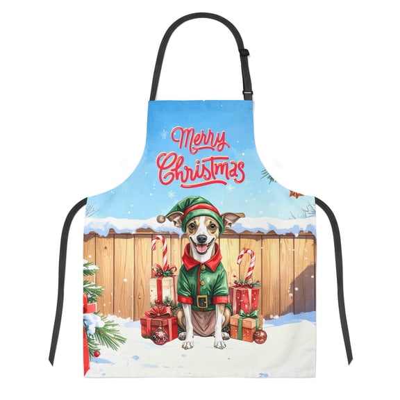 Merry Christmas Woofmas Xmas Noel Whippet Elf Candy Cane Snow Apron Dog Lover for Cooking Grilling Baking Painting Gardening - 13017