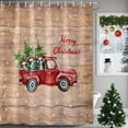thumbnail image 1 of Merry Christmas Words on Farm Wood Shower Curtain for Bathroom, Xmas Tree Red Truck Waterproof Shower Curtains Washable Quick Dry with Hooks Bathtub Curtains 72x72IN, 1 of 9