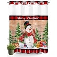 thumbnail image 1 of Merry Christmas Words on Red Check No Hooks Shower Curtain with Snap in Fabric Liner Set, Winter Snowman Shower Curtains Waterproof Bathroom Curtain with See Through Top Window, 72x72 Inch, 1 of 6