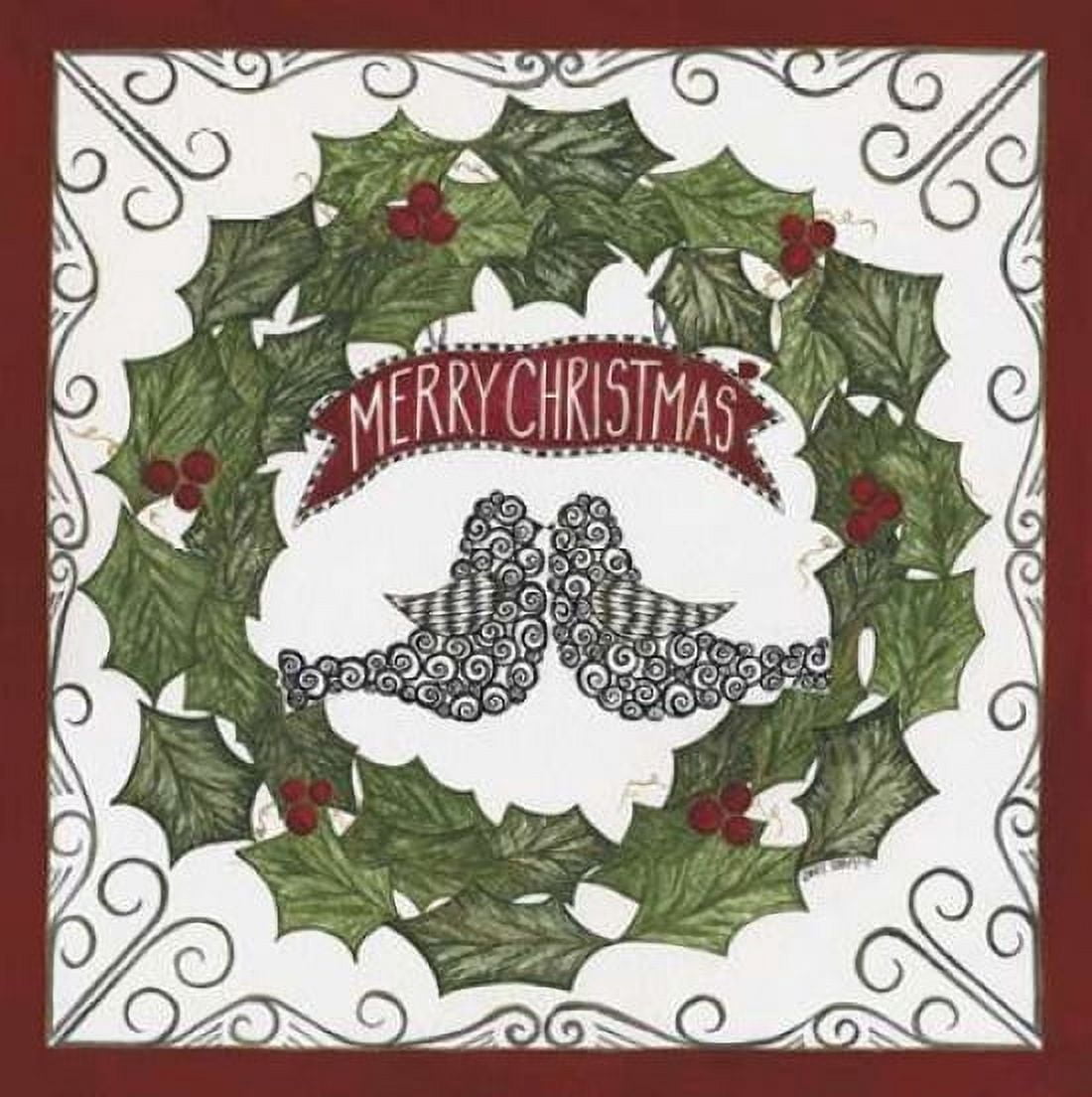 Merry Christmas Wreath Canvas Art - Cindy Shamp (24 x 24)
