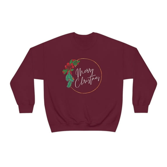 Merry Christmas Wreath Unisex Crewneck Sweatshirt
