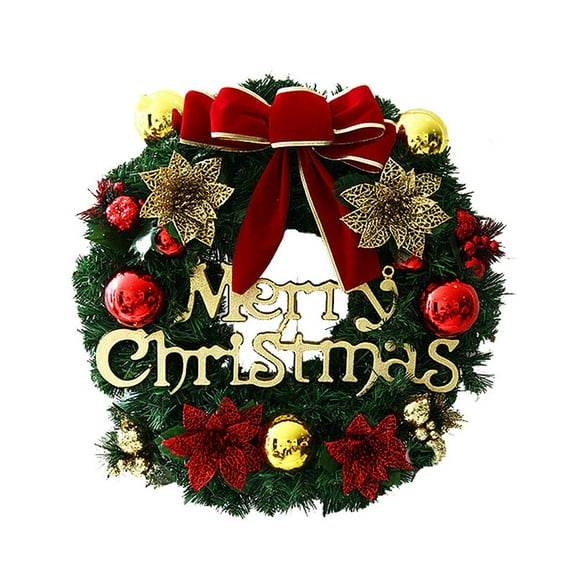 Merry Christmas Wreath with LED Lights & Bowknot