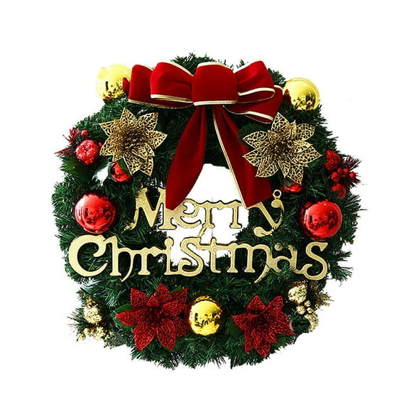 Merry Christmas Wreath with LED Lights & Bowknot