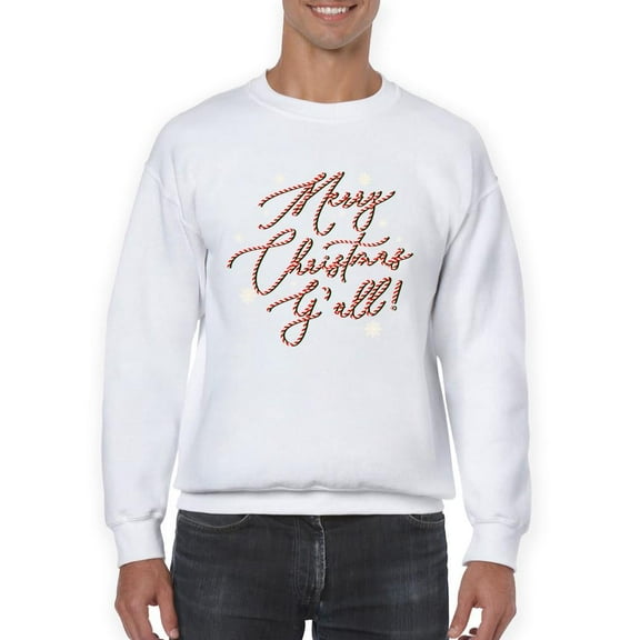 Merry Christmas Y'all Candy Cane Men's Sweatshirt