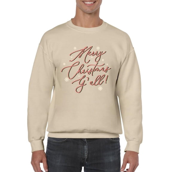 Merry Christmas Y'all Candy Cane Men's Sweatshirt