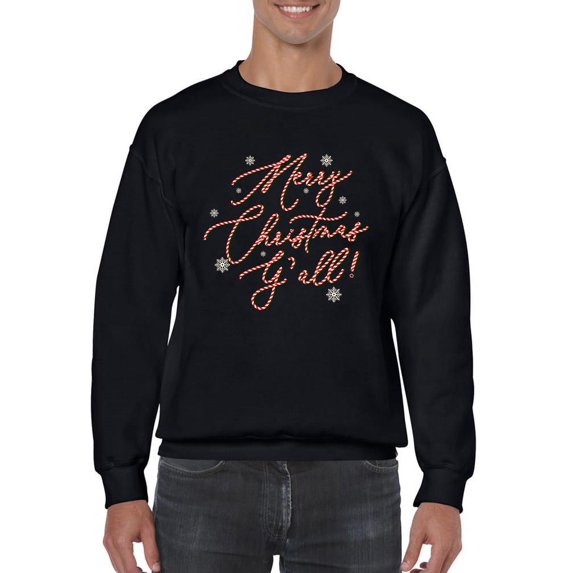 Merry Christmas Y'all Candy Cane Men's Sweatshirt