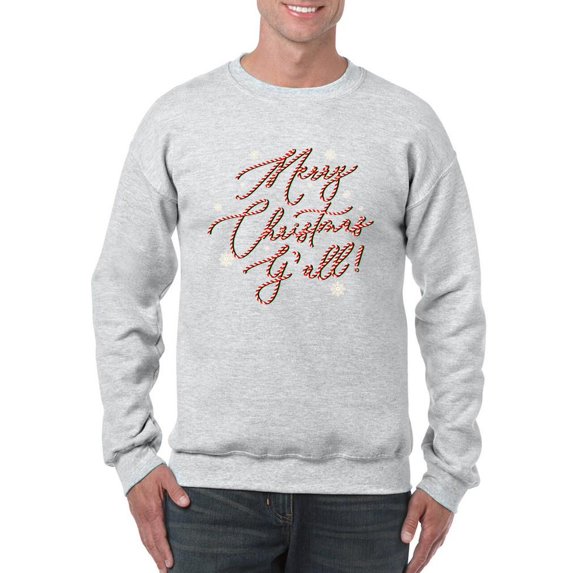 Merry Christmas Y'all Candy Cane Men's Sweatshirt