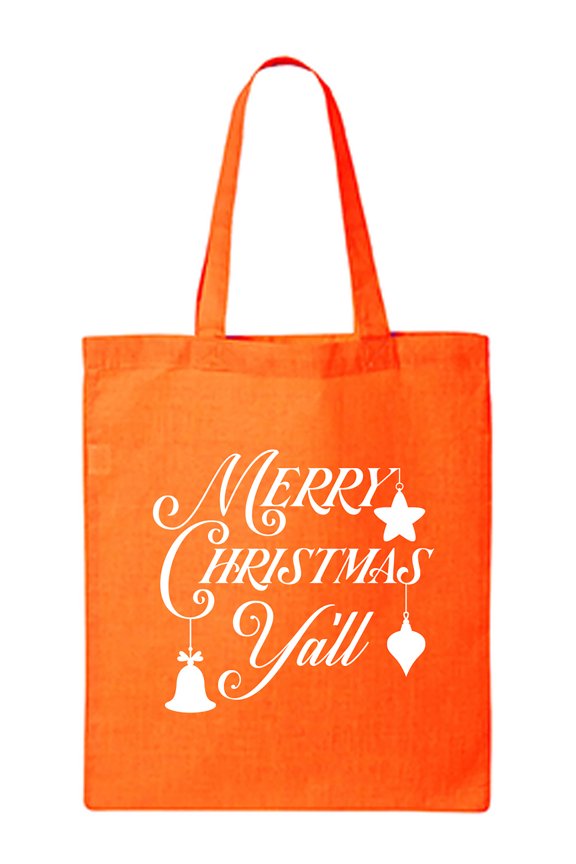 Merry Christmas Y'all Cotton Canvas Tote Bag