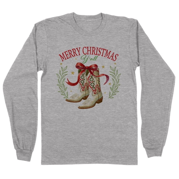 Merry Christmas Y'all Long Sleeve Shirt Unisex 2X-Large Grey