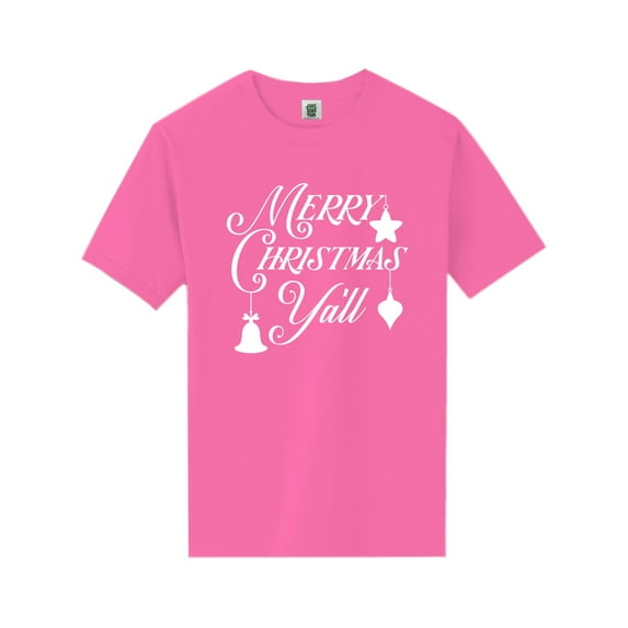 Merry Christmas Y'all Short Sleeve Neon T-Shirt