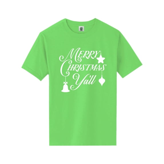 Merry Christmas Y'all Short Sleeve Neon T-Shirt