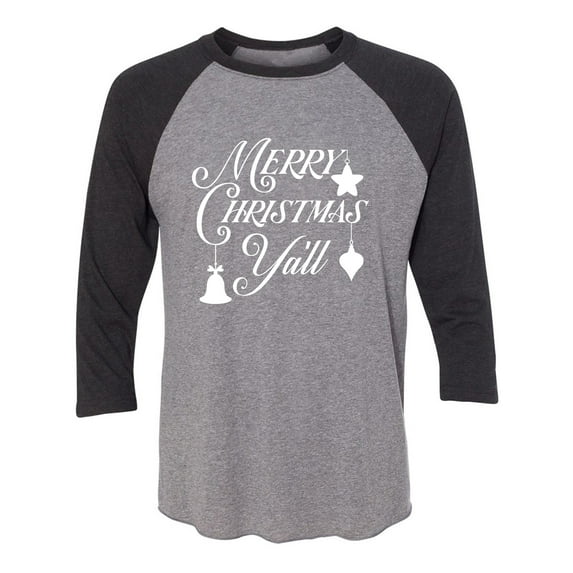 Merry Christmas Y'all Unisex 3/4 Sleeve Baseball Raglan Tee