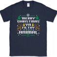 thumbnail image 1 of Merry Christmas Ya Filthy Animal T-Shirt Funny Holiday Movie Xmas Sweater Tee - Navy, L, 1 of 1