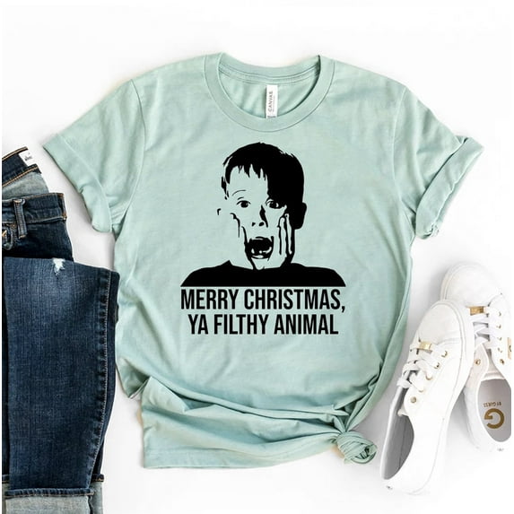 Merry Christmas Ya Filthy Animal T-shirt Family Tshirt Sarcastic Tee Women's Santa Shirt Ugly Xmas Gift Holiday Shirts Weekend Party Top