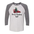 thumbnail image 1 of Merry Christmas Ya'll! Ladies Adult Baseball Tee-Heather Gray-Large, 1 of 4