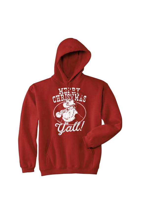 Merry Christmas Yall Unisex Hoodie Funny Sarcastic Christmas Santa Graphic Novelty Hooded Sweatshirt