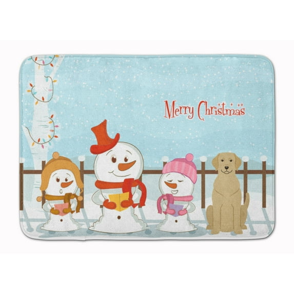 Merry Christmas Yellow Labrador Machine Washable Memory Foam Mat