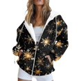Merry Christmas Zip Up Hoodies for Women Christmas Tree Graphic Hooded