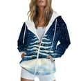 Merry Christmas Zip Up Hoodies for Women Christmas Tree Graphic Hooded