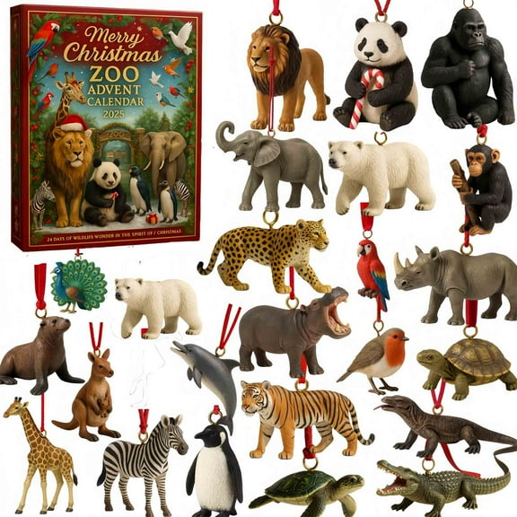 Merry Christmas Zoo Advent Calendar 2025 With 24 Windows For Christmas Countdown Holiday Surprise Toys For Kids Seasonal Decorative Item