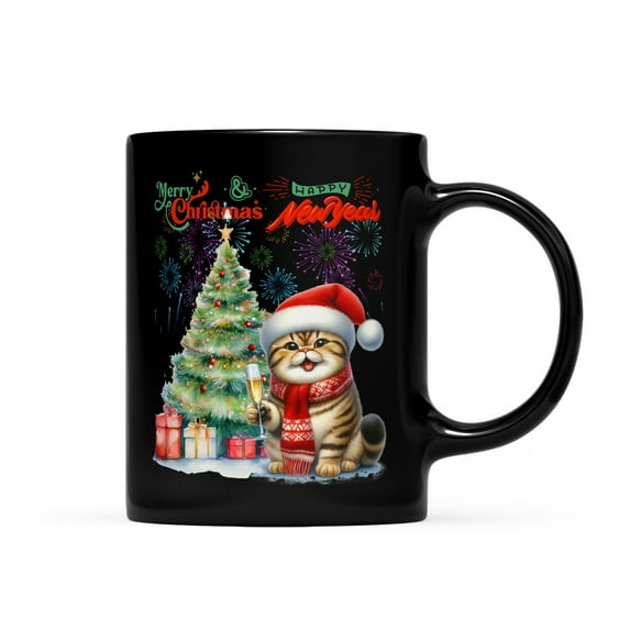 Merry Christmas and Happy New Year Santa Exotic Shorthair Holiday Xmas Winter Mug Cat Lover Kitten Owner Gifts Coffee Tea Cup - 00024