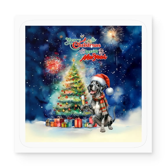 Merry Christmas and Happy New Year Santa Great Dane Holiday Xmas Winter 2025 Vinyl Sticker Danes Dog Lover Gifts Waterproof Decal Art Decor - 00024