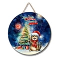 thumbnail image 1 of Merry Christmas and Happy New Year Santa Manx Holiday Xmas Winter 2025 Round Wood Sign Cat Lover Kitten Owner Gifts Hanging Wall Home Decor - 00024, 1 of 5