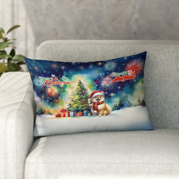 Merry Christmas and Happy New Year Santa Pomeranian Holiday Xmas Winter 2025 Pillowcase Double Sided Pom Dog Lover Gifts Pillow Case Covers - 00024