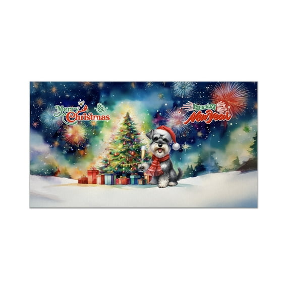 Merry Christmas and Happy New Year Santa Schnauzer Holiday Xmas Winter Doormat Miniature Schnauzer Dog Lover Indoor Outdoor Welcome Mat - 00024