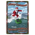 thumbnail image 1 of Merry Christmas from Huntington Beach, California, Santa Surfing (12x18 Aluminum Art, Indoor Outdoor Metal Sign Decor), 1 of 5