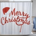 thumbnail image 1 of Merry Christmas shower curtain Funny Hat Candy Cane Curtains for Bathroom with 12 Hooks 72x72in, 1 of 7