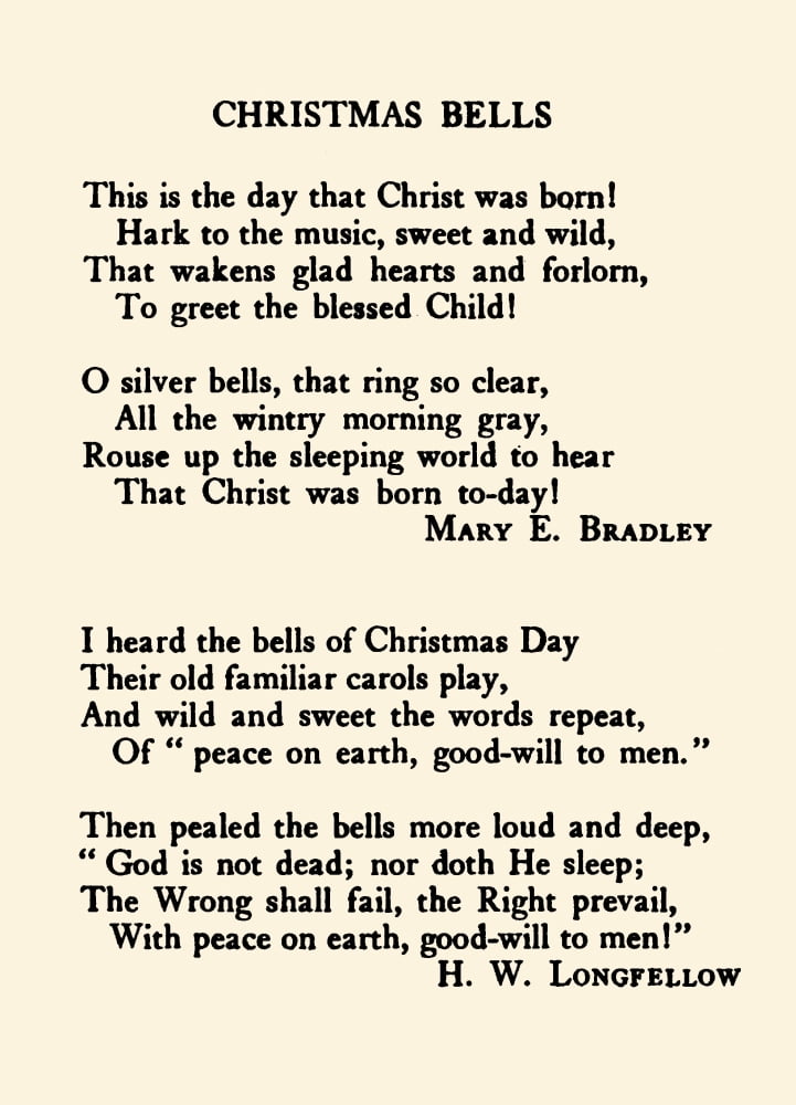 Merry Christmas to you my Friend 1907 Christmas bells et al Canvas Art - H Longfellow (24 x 36)