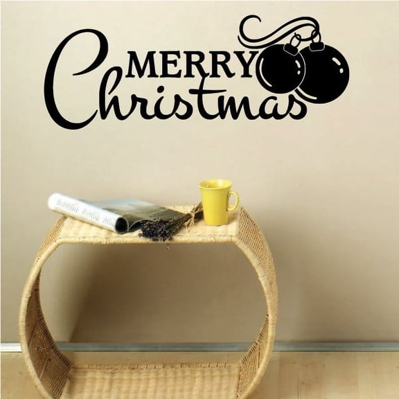 Merry Christmas w/ Ornaments Quote Wall Decal - Vinyl Decal - Car Decal - Vd157 - 36 Inches