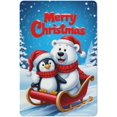 thumbnail image 1 of Merry Christmas with Polar Bear, Penguin And Sleigh Metal Signs Suitable for Bathrooms, Offices, And Family Styles Tin Signs 12x8 inches, 1 of 6