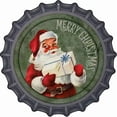 thumbnail image 1 of Merry Christmas with Present Novelty Metal Bottle Cap Sign 12" Sign (BC), 1 of 1
