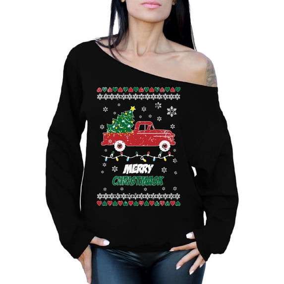 Merry Christmask Family Vacation Sweater - Off the Shoulder - Funny 2020 Christmas Sweatshirt for Women