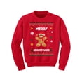 thumbnail image 1 of Merry Christmask Kids Sweater Girls Boys Funny Gingerbread Sweatshirt Youth Holiday Gifts Merry Xmas Gingerbread in Mask Santa Christmas Sweater, 1 of 4