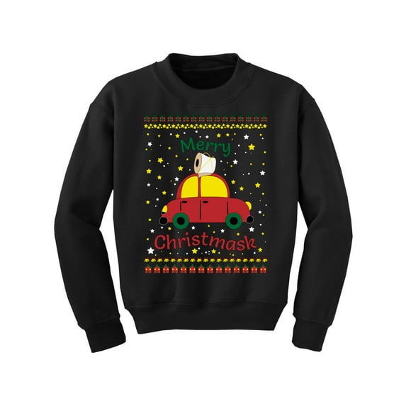 Merry Christmask Kids Sweater Girls Boys Toilet Paper Sweatshirt Youth Holiday Gifts Merry Xmas Car Santa's Helper Christmas Sweater New Year 2021