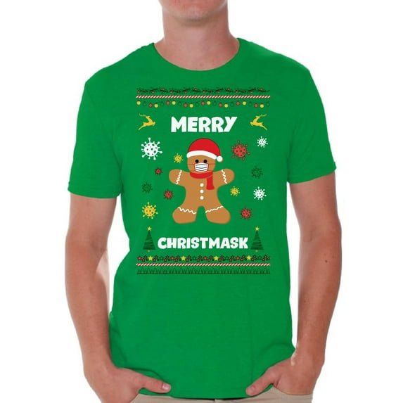 Merry Christmask Men T Shirts Happy Holidays Shirt for Men Funny Gingerbread Top Xmas Gifts Xmas 2020 Outfit Gingerbread Shirt for Men Christmas Tee for Him Merry Christmas T-Shirt