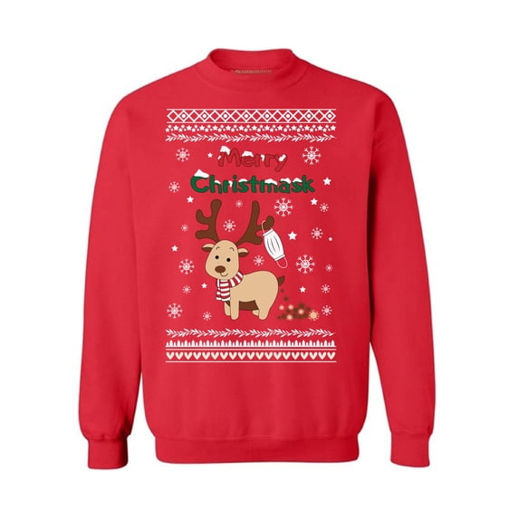 Merry Christmask Sweater New Year Deer Top Xmas Gifts Happy Holidays Unisex Sweater Xmas 2020 Outfit Cute Reindeer Sweater for Men Christmas Sweatshirt for Women Merry Christmas Sweater